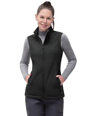 Women’s 0.88 lbs Weatherproof Softshell Fleece Lined Gilet Vest Outerwear with 4 Pockets - 33,000ft